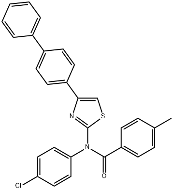 N-(4-[1,1'-biphenyl]-4-yl-1,3-thiazol-2-yl)-N-(4-chlorophenyl)-4-methylbenzamide Struktur