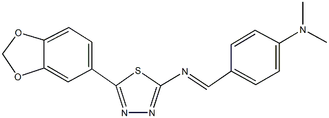 N-[5-(1,3-benzodioxol-5-yl)-1,3,4-thiadiazol-2-yl]-N-[4-(dimethylamino)benzylidene]amine Struktur