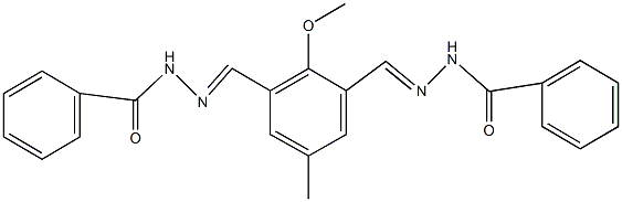 N'-[3-(2-benzoylcarbohydrazonoyl)-2-methoxy-5-methylbenzylidene]benzohydrazide Struktur