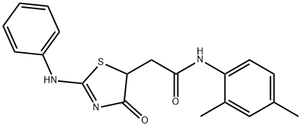 N-(2,4-dimethylphenyl)-2-[4-oxo-2-(phenylimino)-1,3-thiazolidin-5-yl]acetamide Struktur