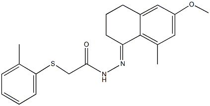 N'-(6-methoxy-8-methyl-3,4-dihydro-1(2H)-naphthalenylidene)-2-[(2-methylphenyl)sulfanyl]acetohydrazide Struktur