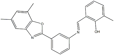 2-({[3-(5,7-dimethyl-1,3-benzoxazol-2-yl)phenyl]imino}methyl)-6-methylphenol Struktur