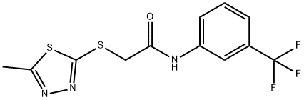 2-[(5-methyl-1,3,4-thiadiazol-2-yl)sulfanyl]-N-[3-(trifluoromethyl)phenyl]acetamide Struktur