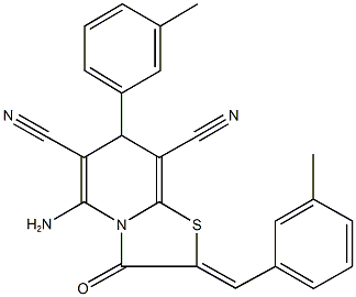 5-amino-2-(3-methylbenzylidene)-7-(3-methylphenyl)-3-oxo-2,3-dihydro-7H-[1,3]thiazolo[3,2-a]pyridine-6,8-dicarbonitrile Struktur