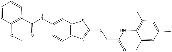 N-(2-{[2-(mesitylamino)-2-oxoethyl]sulfanyl}-1,3-benzothiazol-6-yl)-2-methoxybenzamide Struktur