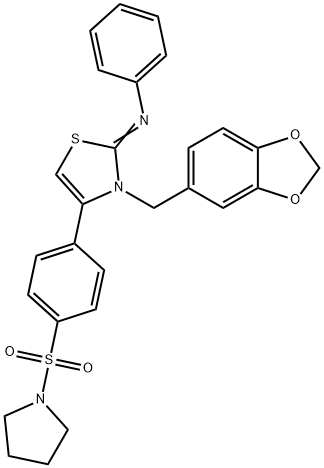 N-(3-(1,3-benzodioxol-5-ylmethyl)-4-[4-(1-pyrrolidinylsulfonyl)phenyl]-1,3-thiazol-2(3H)-ylidene)-N-phenylamine Struktur