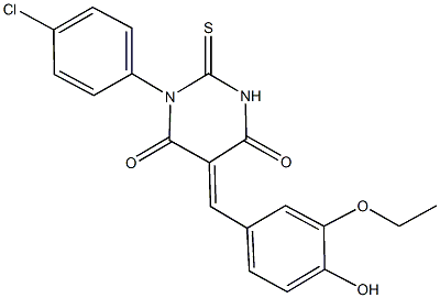 1-(4-chlorophenyl)-5-(3-ethoxy-4-hydroxybenzylidene)-2-thioxodihydro-4,6(1H,5H)-pyrimidinedione Struktur