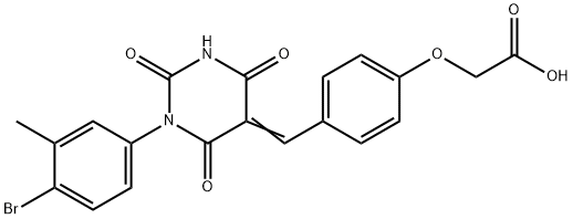 {4-[(1-(4-bromo-3-methylphenyl)-2,4,6-trioxotetrahydro-5(2H)-pyrimidinylidene)methyl]phenoxy}acetic acid Struktur