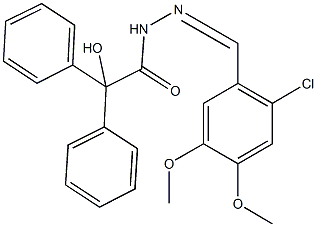 N'-(2-chloro-4,5-dimethoxybenzylidene)-2-hydroxy-2,2-diphenylacetohydrazide Struktur