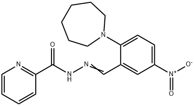 N'-{2-(1-azepanyl)-5-nitrobenzylidene}-2-pyridinecarbohydrazide Struktur