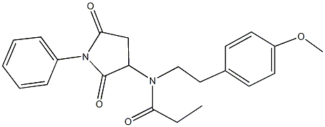 N-(2,5-dioxo-1-phenyl-3-pyrrolidinyl)-N-[2-(4-methoxyphenyl)ethyl]propanamide Struktur