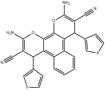 2,11-diamino-4,9-di(3-thienyl)-4,9-dihydrobenzo[f]pyrano[3,2-h]chromene-3,10-dicarbonitrile Struktur