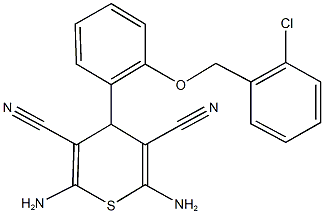 2,6-diamino-4-{2-[(2-chlorobenzyl)oxy]phenyl}-4H-thiopyran-3,5-dicarbonitrile Struktur