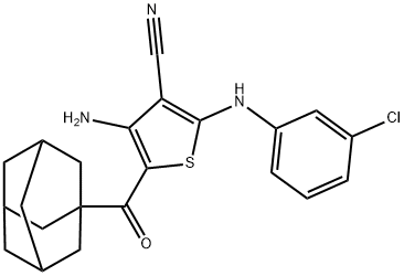 5-(1-adamantylcarbonyl)-4-amino-2-(3-chloroanilino)-3-thiophenecarbonitrile Struktur