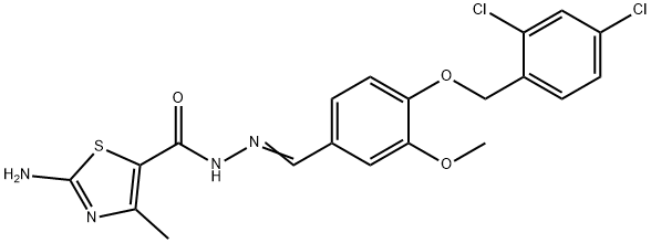 2-amino-N'-{4-[(2,4-dichlorobenzyl)oxy]-3-methoxybenzylidene}-4-methyl-1,3-thiazole-5-carbohydrazide Struktur