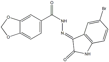 N'-(5-bromo-2-oxo-1,2-dihydro-3H-indol-3-ylidene)-1,3-benzodioxole-5-carbohydrazide Struktur