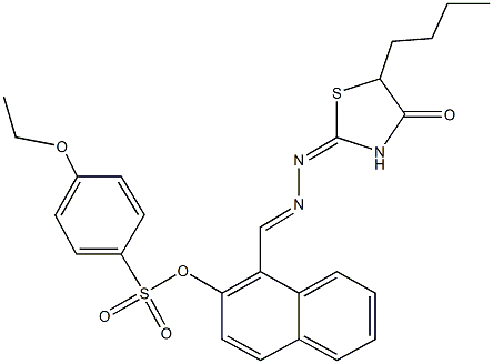 1-[2-(5-butyl-4-oxo-1,3-thiazolidin-2-ylidene)carbohydrazonoyl]-2-naphthyl 4-ethoxybenzenesulfonate Struktur