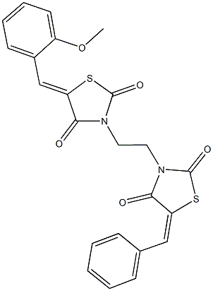 3-[2-(5-benzylidene-2,4-dioxo-1,3-thiazolidin-3-yl)ethyl]-5-(2-methoxybenzylidene)-1,3-thiazolidine-2,4-dione Struktur