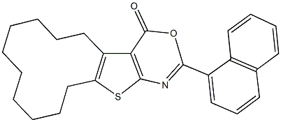 2-(1-naphthyl)-5,6,7,8,9,10,11,12,13,14-decahydro-4H-cyclododeca[4,5]thieno[2,3-d][1,3]oxazin-4-one Struktur