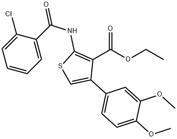 ethyl 2-[(2-chlorobenzoyl)amino]-4-(3,4-dimethoxyphenyl)-3-thiophenecarboxylate Struktur