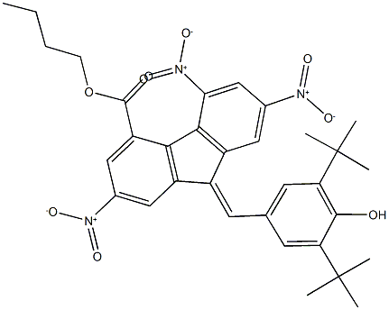 butyl 9-(3,5-ditert-butyl-4-hydroxybenzylidene)-2,5,7-trisnitro-9H-fluorene-4-carboxylate Struktur