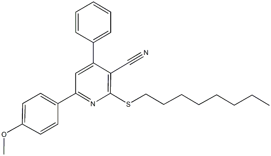 6-(4-methoxyphenyl)-2-(octylsulfanyl)-4-phenylnicotinonitrile Struktur