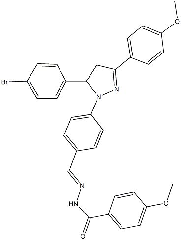 N'-{4-[5-(4-bromophenyl)-3-(4-methoxyphenyl)-4,5-dihydro-1H-pyrazol-1-yl]benzylidene}-4-methoxybenzohydrazide Struktur