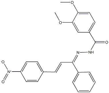 N'-(3-{4-nitrophenyl}-1-phenyl-2-propenylidene)-3,4-dimethoxybenzohydrazide Struktur