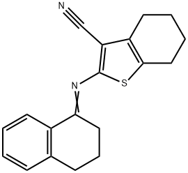 2-(3,4-dihydro-1(2H)-naphthalenylideneamino)-4,5,6,7-tetrahydro-1-benzothiophene-3-carbonitrile Struktur