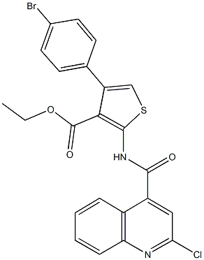 ethyl 4-(4-bromophenyl)-2-{[(2-chloro-4-quinolinyl)carbonyl]amino}-3-thiophenecarboxylate Struktur