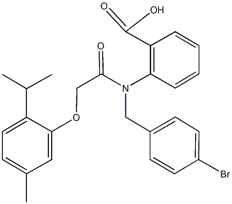 2-{(4-bromobenzyl)[(2-isopropyl-5-methylphenoxy)acetyl]amino}benzoic acid Struktur