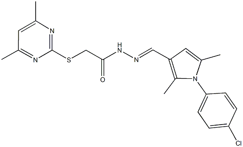 N'-{[1-(4-chlorophenyl)-2,5-dimethyl-1H-pyrrol-3-yl]methylene}-2-[(4,6-dimethyl-2-pyrimidinyl)sulfanyl]acetohydrazide Struktur