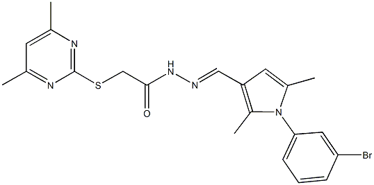 N'-{[1-(3-bromophenyl)-2,5-dimethyl-1H-pyrrol-3-yl]methylene}-2-[(4,6-dimethyl-2-pyrimidinyl)sulfanyl]acetohydrazide Struktur