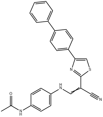 N-(4-{[2-(4-[1,1'-biphenyl]-4-yl-1,3-thiazol-2-yl)-2-cyanovinyl]amino}phenyl)acetamide Struktur