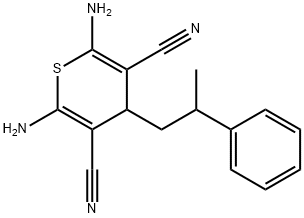 2,6-diamino-4-(2-phenylpropyl)-4H-thiopyran-3,5-dicarbonitrile Struktur