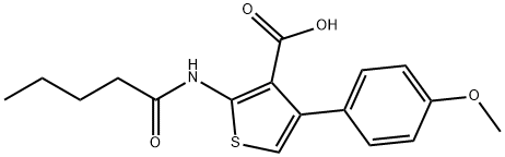 4-(4-methoxyphenyl)-2-(pentanoylamino)-3-thiophenecarboxylic acid Struktur