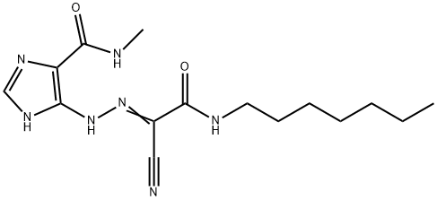 5-{2-[1-cyano-2-(heptylamino)-2-oxoethylidene]hydrazino}-N-methyl-1H-imidazole-4-carboxamide Struktur