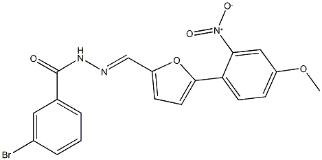 3-bromo-N'-[(5-{2-nitro-4-methoxyphenyl}-2-furyl)methylene]benzohydrazide Struktur