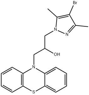 1-(4-bromo-3,5-dimethyl-1H-pyrazol-1-yl)-3-(10H-phenothiazin-10-yl)-2-propanol Struktur