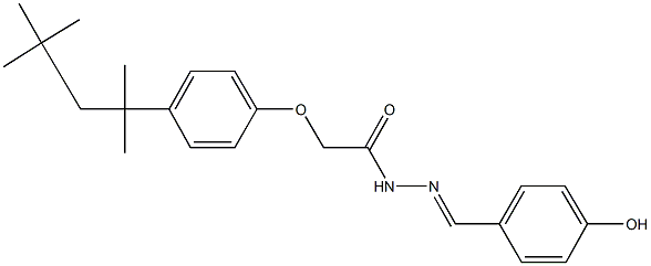 N'-(4-hydroxybenzylidene)-2-[4-(1,1,3,3-tetramethylbutyl)phenoxy]acetohydrazide Struktur