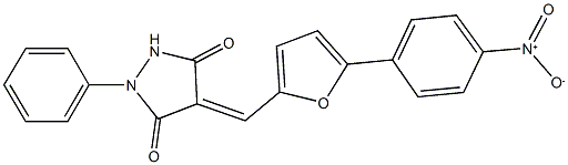 4-[(5-{4-nitrophenyl}-2-furyl)methylene]-1-phenyl-3,5-pyrazolidinedione Struktur