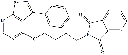 2-{4-[(5-phenylthieno[2,3-d]pyrimidin-4-yl)sulfanyl]butyl}-1H-isoindole-1,3(2H)-dione Struktur