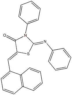 5-(1-naphthylmethylene)-3-phenyl-2-(phenylimino)-1,3-thiazolidin-4-one Struktur