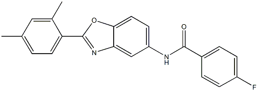 N-[2-(2,4-dimethylphenyl)-1,3-benzoxazol-5-yl]-4-fluorobenzamide Struktur