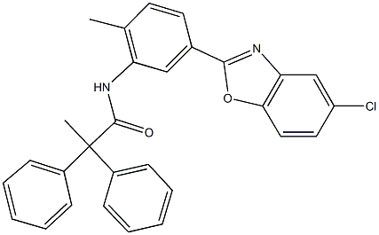 N-[5-(5-chloro-1,3-benzoxazol-2-yl)-2-methylphenyl]-2,2-diphenylpropanamide Struktur