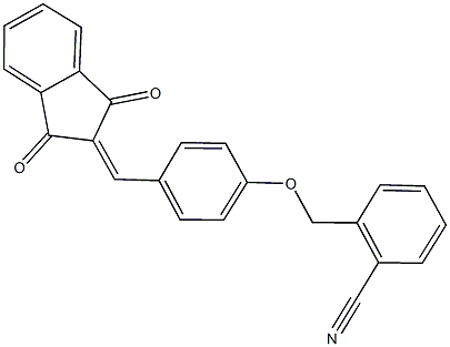 2-({4-[(1,3-dioxo-1,3-dihydro-2H-inden-2-ylidene)methyl]phenoxy}methyl)benzonitrile Struktur