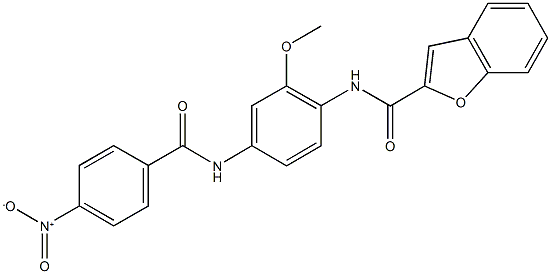 N-[4-({4-nitrobenzoyl}amino)-2-methoxyphenyl]-1-benzofuran-2-carboxamide Struktur