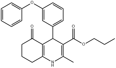 propyl 2-methyl-5-oxo-4-(3-phenoxyphenyl)-1,4,5,6,7,8-hexahydroquinoline-3-carboxylate Struktur