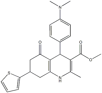 methyl 4-[4-(dimethylamino)phenyl]-2-methyl-5-oxo-7-(2-thienyl)-1,4,5,6,7,8-hexahydro-3-quinolinecarboxylate Struktur