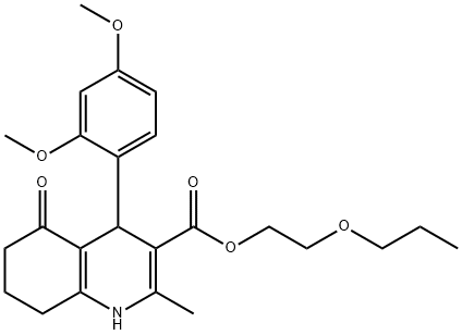 2-propoxyethyl 4-(2,4-dimethoxyphenyl)-2-methyl-5-oxo-1,4,5,6,7,8-hexahydro-3-quinolinecarboxylate Struktur